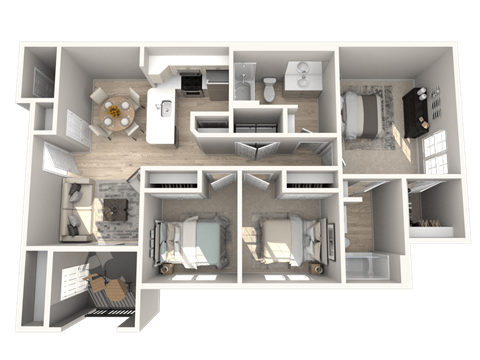 SITE Layton Apartments Three Bedroom Two Bathroom Floor Plan